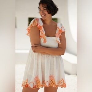 NWT By Anthropologie Flutter-Sleeve Square-Neck Mini Dress, Size XL